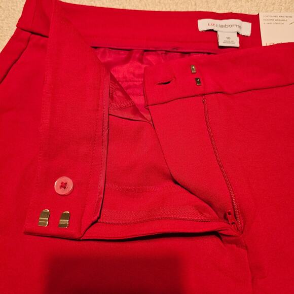 NWT Liz Claiborne Emma Ankle Women's Red Pants Stretch Mid-Rise Sz 16 - Picture 3 of 10